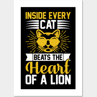 Inside Every Cat Beats The Heart of a Lion T Shirt For Women Men Posters and Art